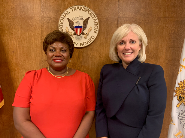 Veronica Marshall, left, with NTSB Chair Jennifer Homendy.