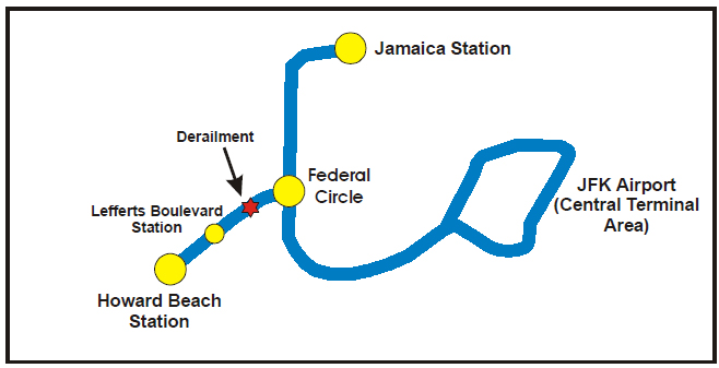 Diagram of the AirTrain-JFK system showing the accident location.