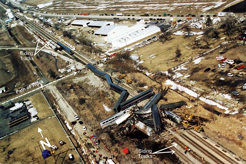 Aerial view of crash scene.