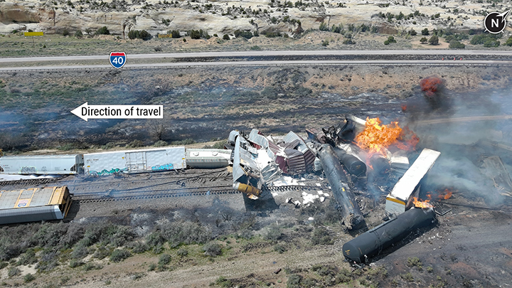 Aerial view of the derailment.
