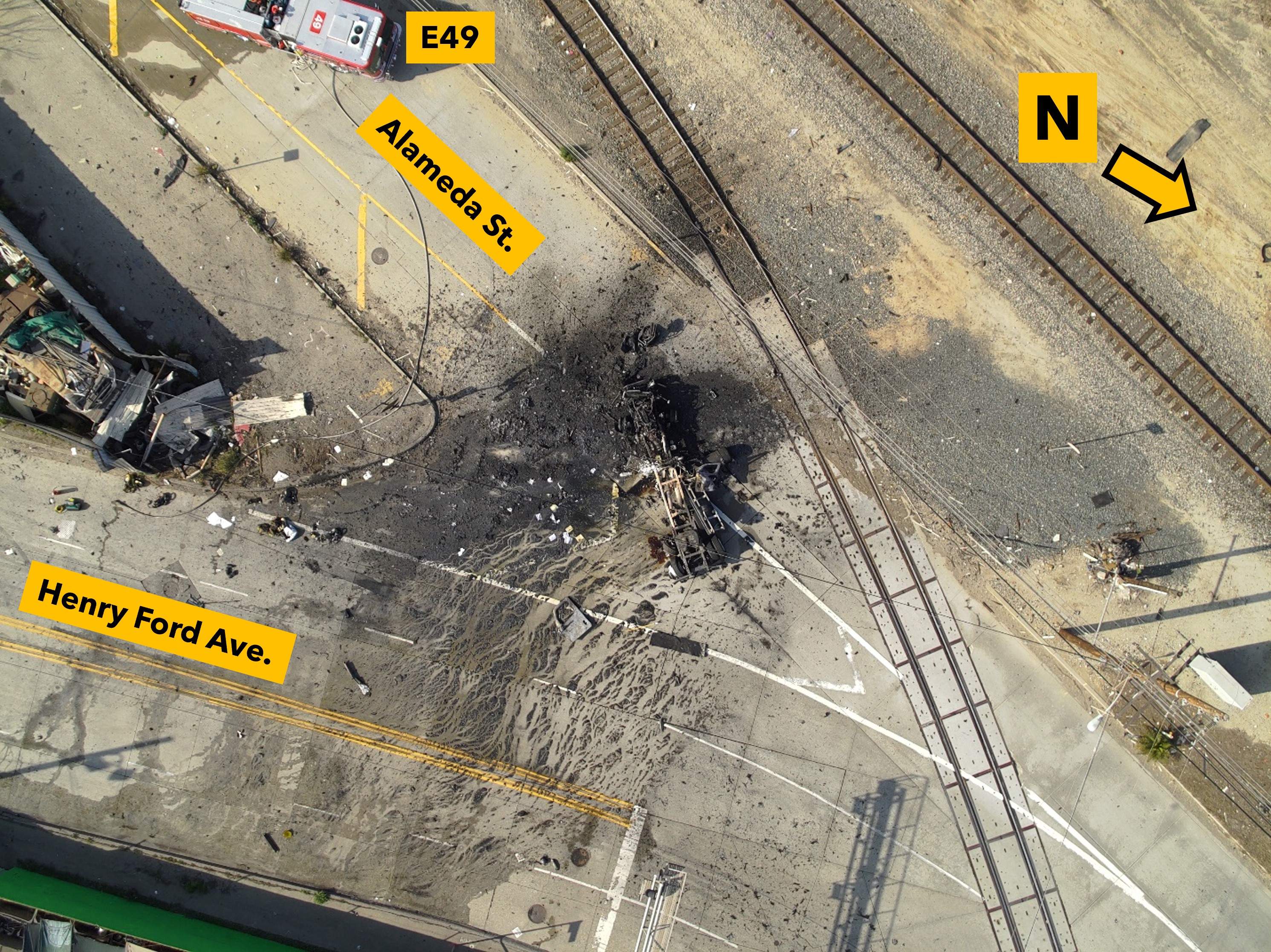 and vehicle debris. (Source: Los Angeles City Fire Department) 