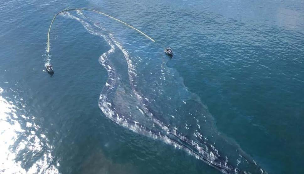 Crude oil in the Pacific Ocean off the California coast on October 3, 2021. 