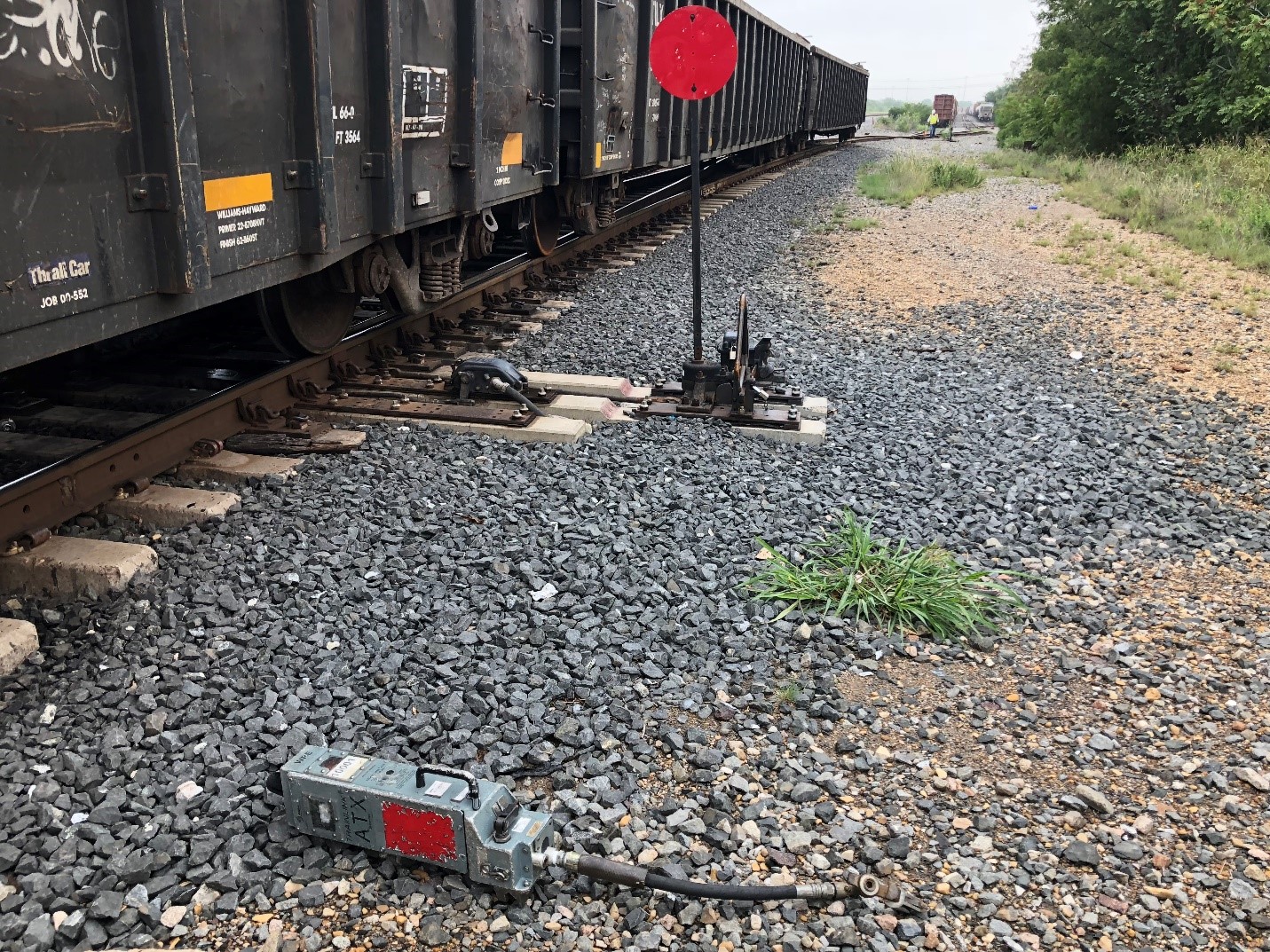 Photo of the accident train at the misaligned switch.