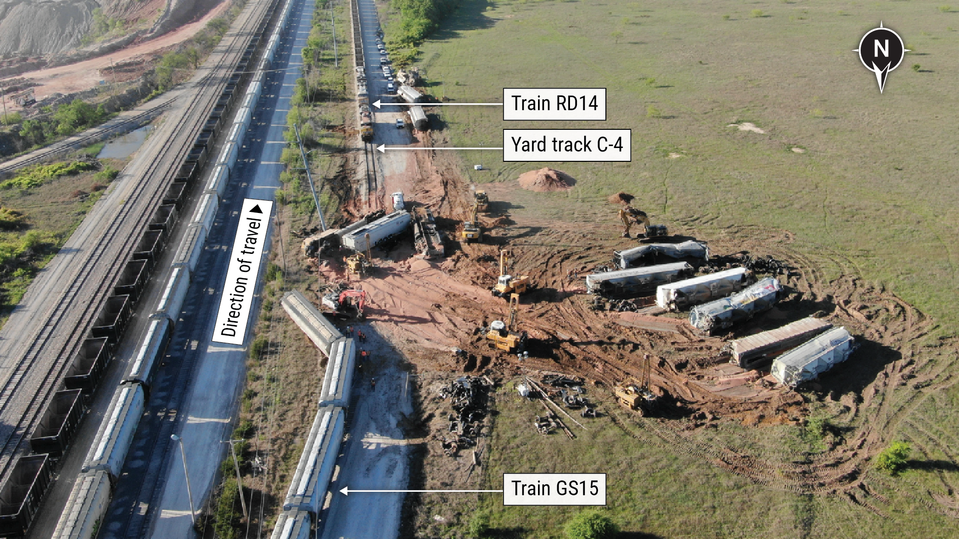 Aerial view of the collision scene.