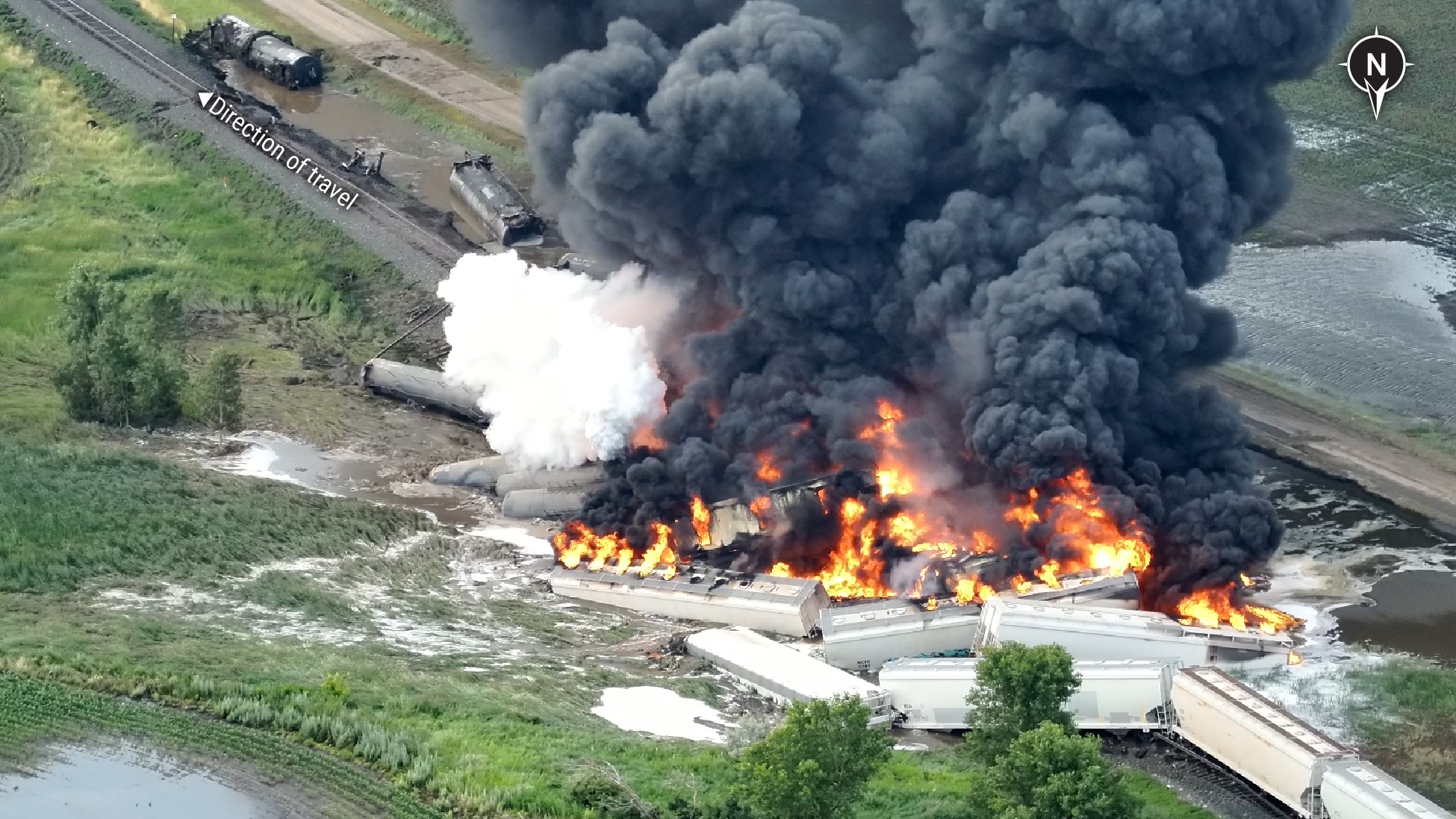 Aerial view of derailment site