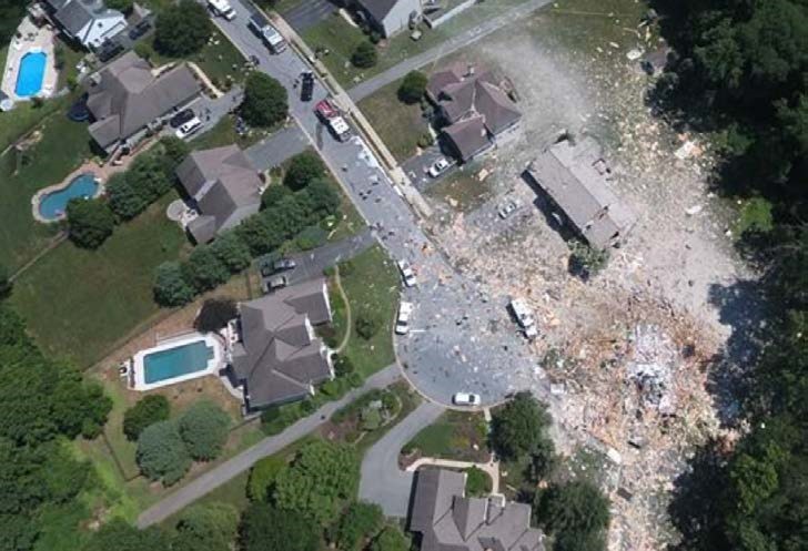 Photo of the damage caused by the natural gas fueled explosion at Millersville, Pennsylvania.
