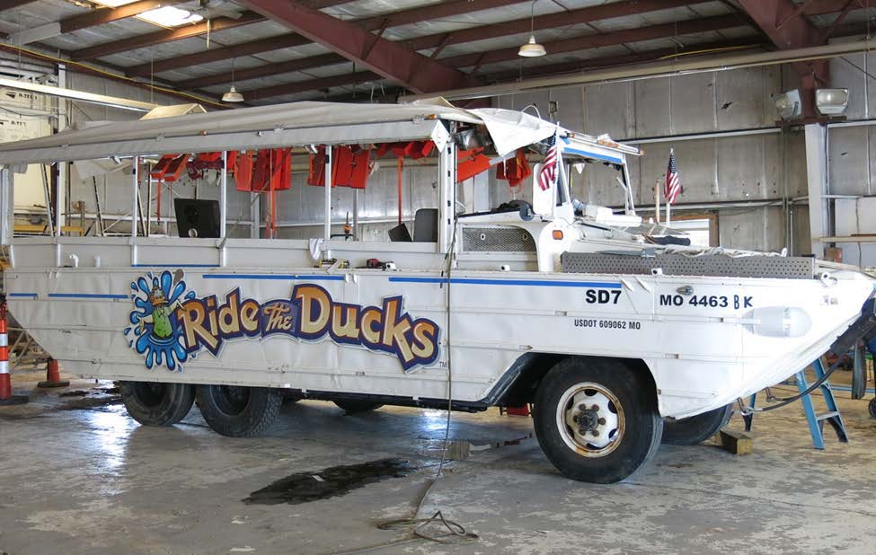 The Stretch Duck 7, a modified WWII DUKW amphibious passenger vessel.